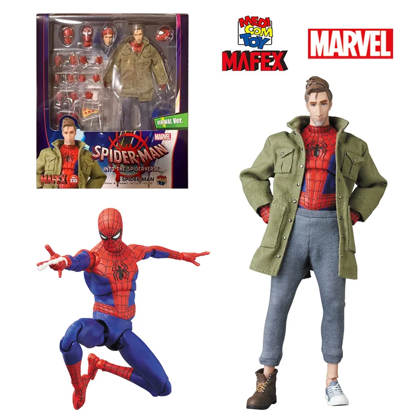 Medicom Toy Mafex 235 Spider-Man Peter B Parker Renewal Ver. Into The Spiderverse 16Cm Original Action Figure Model Toy Gift