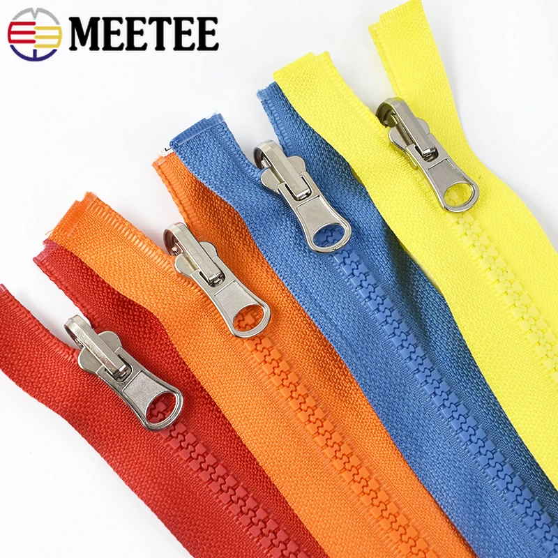 Meetee 2/5Pcs 70cm 5# Resin Zipper Metal Rotary Slider Open-End Zippers for Down Jacket Double Side Zip DIY Garment Accessories