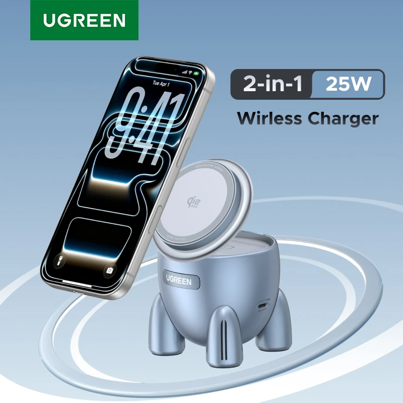 ugreen-magflow-qi22-25w-wireless-charger-2-in-1-innovative-rocket-style-for-iphone-17-16-pro-max-fast-charging