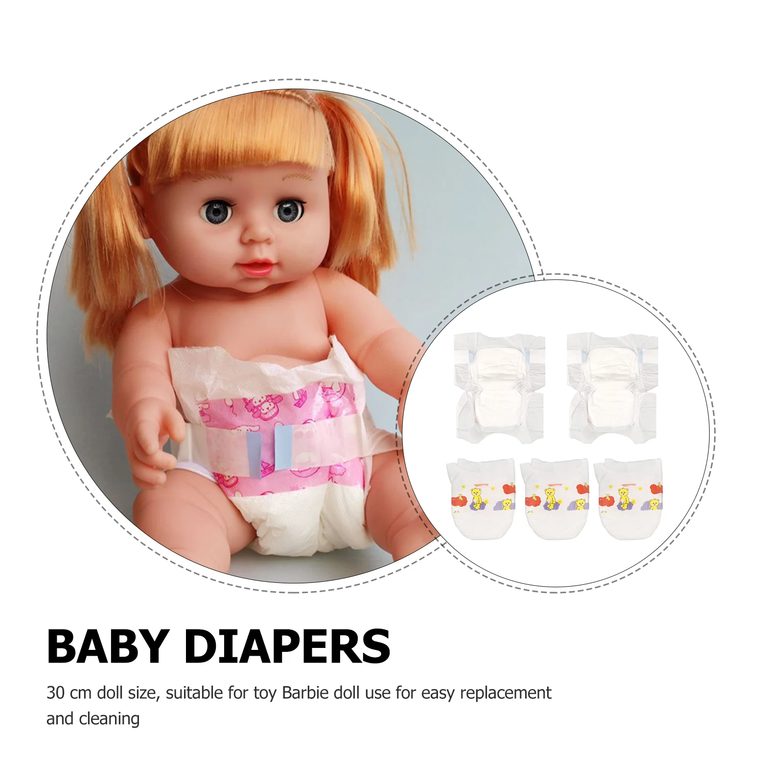 5 Pcs Diapers Reborn Baby Reusable Nappies for Dolls Playset Newborn Toys Infants Accessories Simulation Miniature