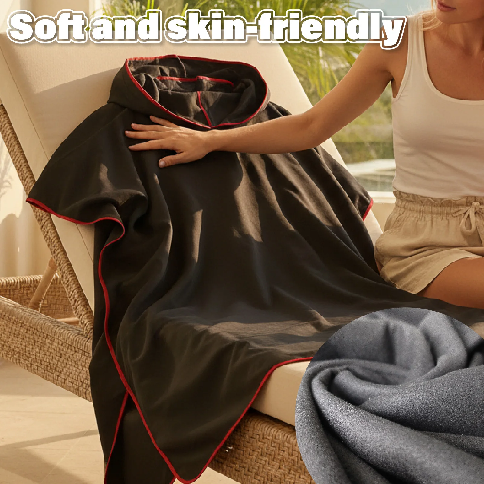 Adult Changing Robe With Hood Poncho Towel 80×100cm Unisex Quick Dry Beach Swimming Surf Change Robe for Men Women