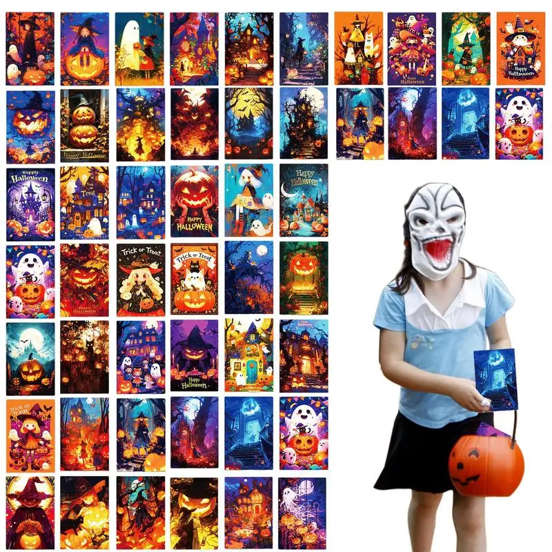 Halloween Cards 50pcs Horror Post Cards 4x6 Inches Diverse Patterns Greeting Cards Holiday Note Cards Gifts for Friends & Family