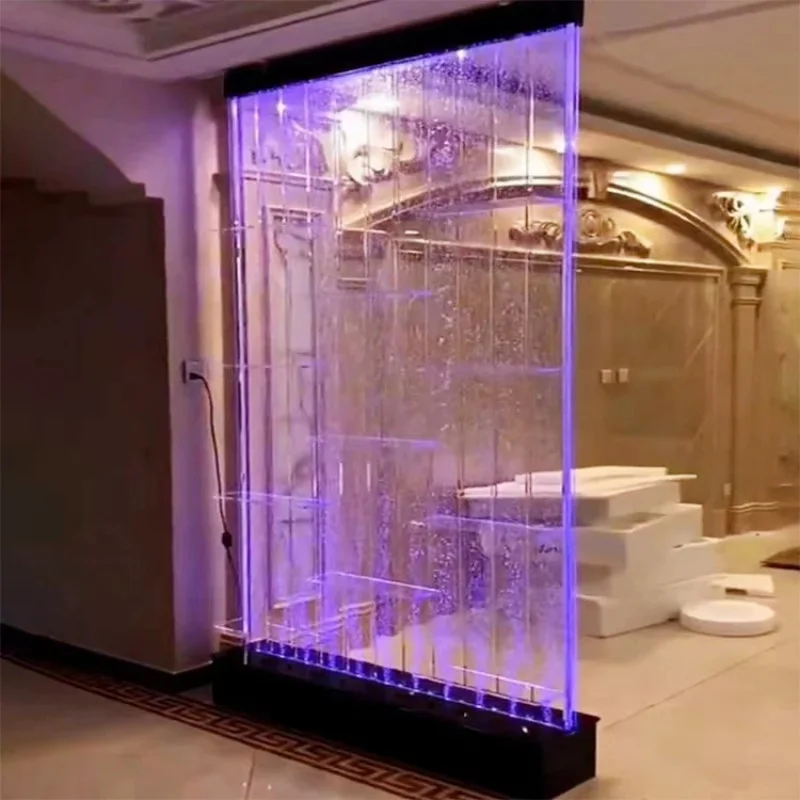 

custom.Custom Modern Indoor Decorative LED Light Wall Waterfall Fountain Acrylic Bubble Wall Room Divider