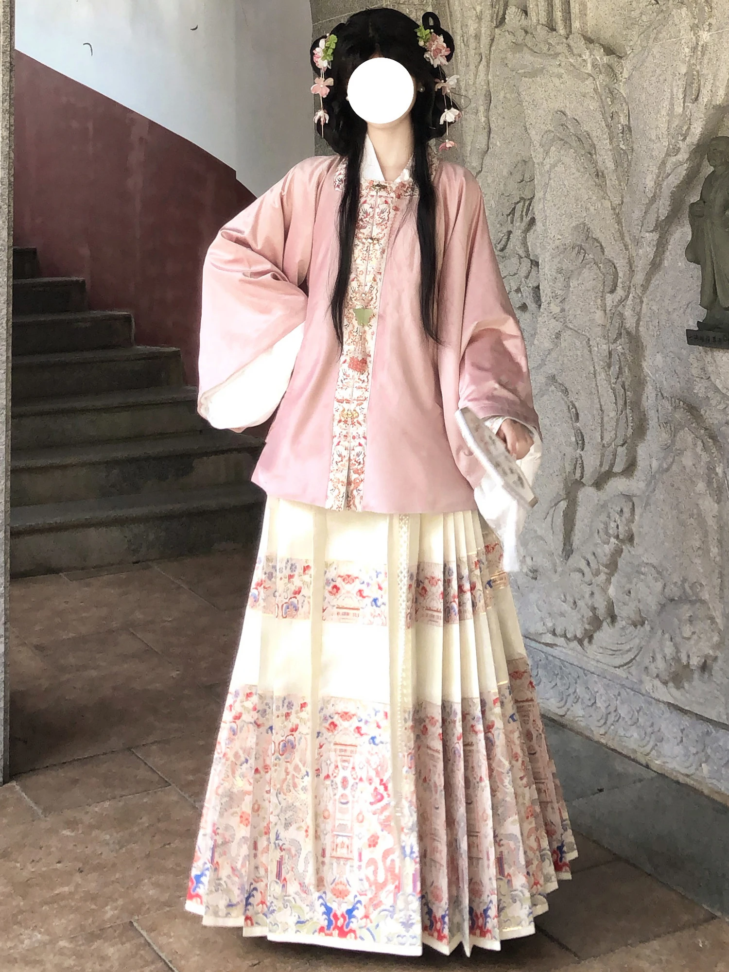 

Drs Hanfu Velvet Fce Lined ort Coat Plum Sve Pink Daily Commute Tail Skirt Woven Gold Large Size Ming Dy...