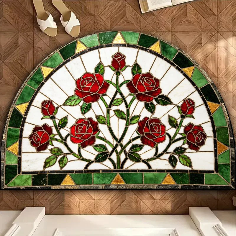 VIKAMA Semi-Circular Radiating Natural Pebble Visual Entrance Door Mat Foyer Bathroom Entrance Home Carpet Home Decoration