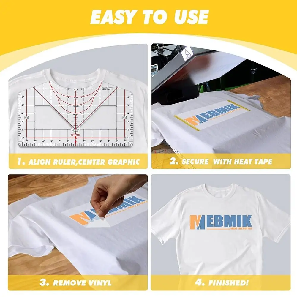 Tshirt Ruler Guide for Vinyl Alignment for Heat Press in HTV Vinyl, All-in-ONE T Shirt Ruler to Center Design and Craft Sewing