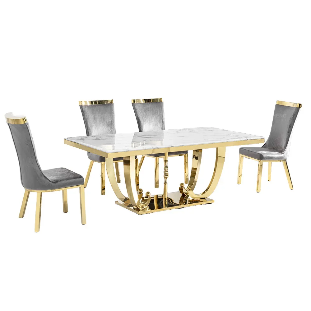 Rectangular light luxury villa home square dining table hotel west table