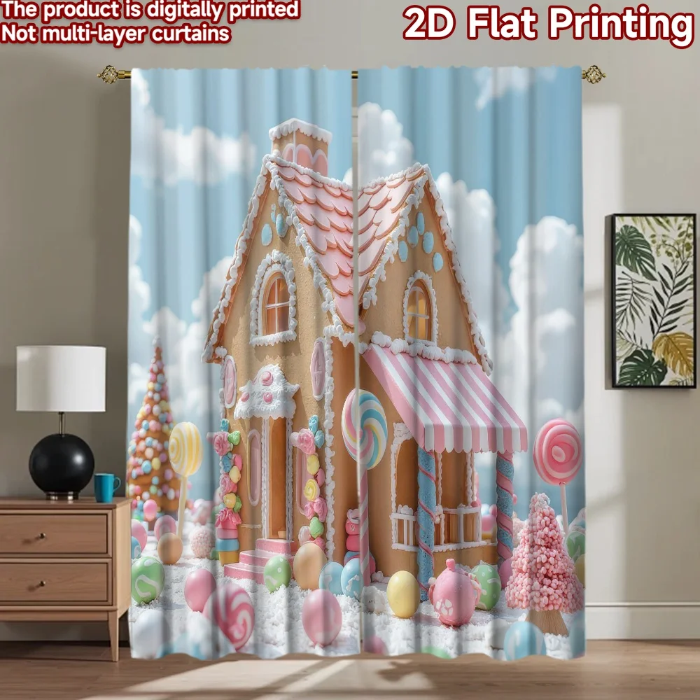 

1pc 2D flat Photography Backdrop Photography Backdrop Christmas Gingerbread Candy House 100% Polyester Family Party for Home