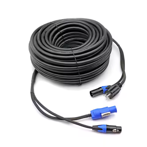 PowerCon to NEMA 5-15P Plug + 3Pin XLR Cable 3x1.5mm&sup2; Power &amp; DMX Hybrid Cord for DJ Lighting Stage Audio Speaker 1m 2m 3m 5m