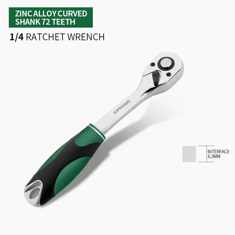 1/4 3/8 1/2 Inch 90-Tooth Drive Ratchet Multi-funtion Socket Wrench Ratchet High Precision Hand Tool Ratchet Handle Wrench