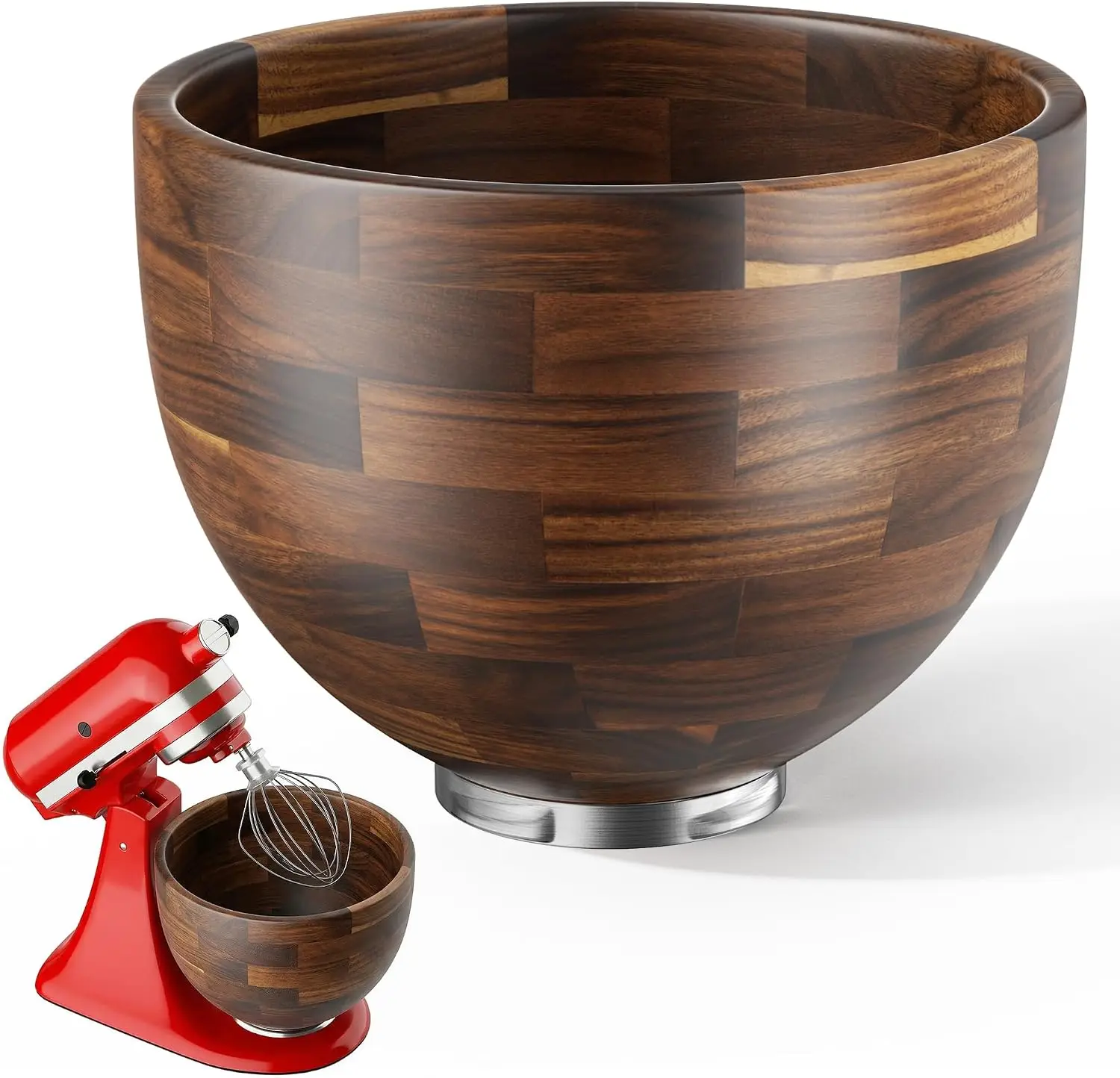 Wood Mixing Bowl Fits 45 5 Qt Tilt Head Solid Acacia Wood Locking Steel Base Warm Quiet Mixing Replacement Bowl 5 Qt Capacity Id