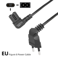 IEC C7 Figure 8 Power Cable Euro EU European 90 Degree Angle 2 Prong AC Power Supply Cord for Samsung Philips Sony LED TV Laptop