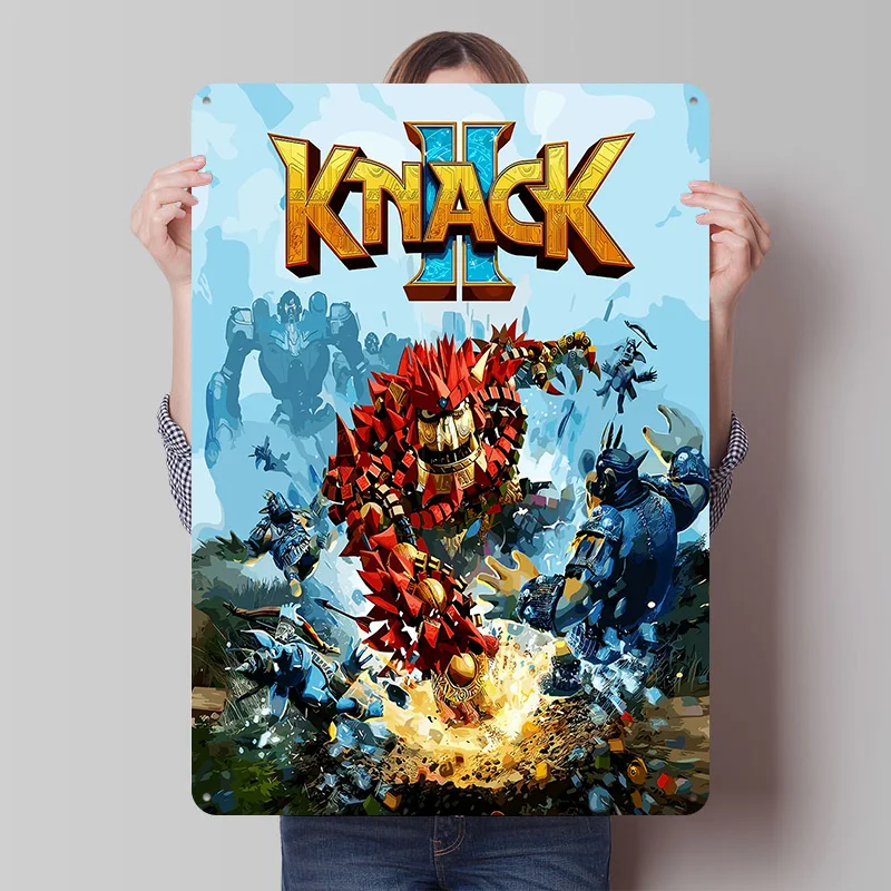 Knack II Video Game Cover Art Printed Poster Customized Wall Art Retro Vintage Metal Tin Signs for Gamer Decoration Aesthetic