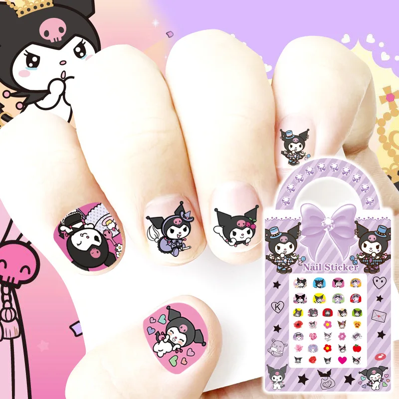 Random 1Pcs New Sanrio Hello Kitty Cat Nail Sticker Kuromi Mymelody Cinnamoroll Cartoon Nail Stickers For Kid Birthday Gift