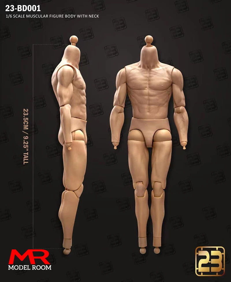 MAK 23TOYS 23-BD001 Gelenkkörper für männliche Soldaten im Maßstab 1:6, 23,5 cm – 27,5 cm, männliche Standard-Muskel-Actionfigur, Gelenkkörper 6
