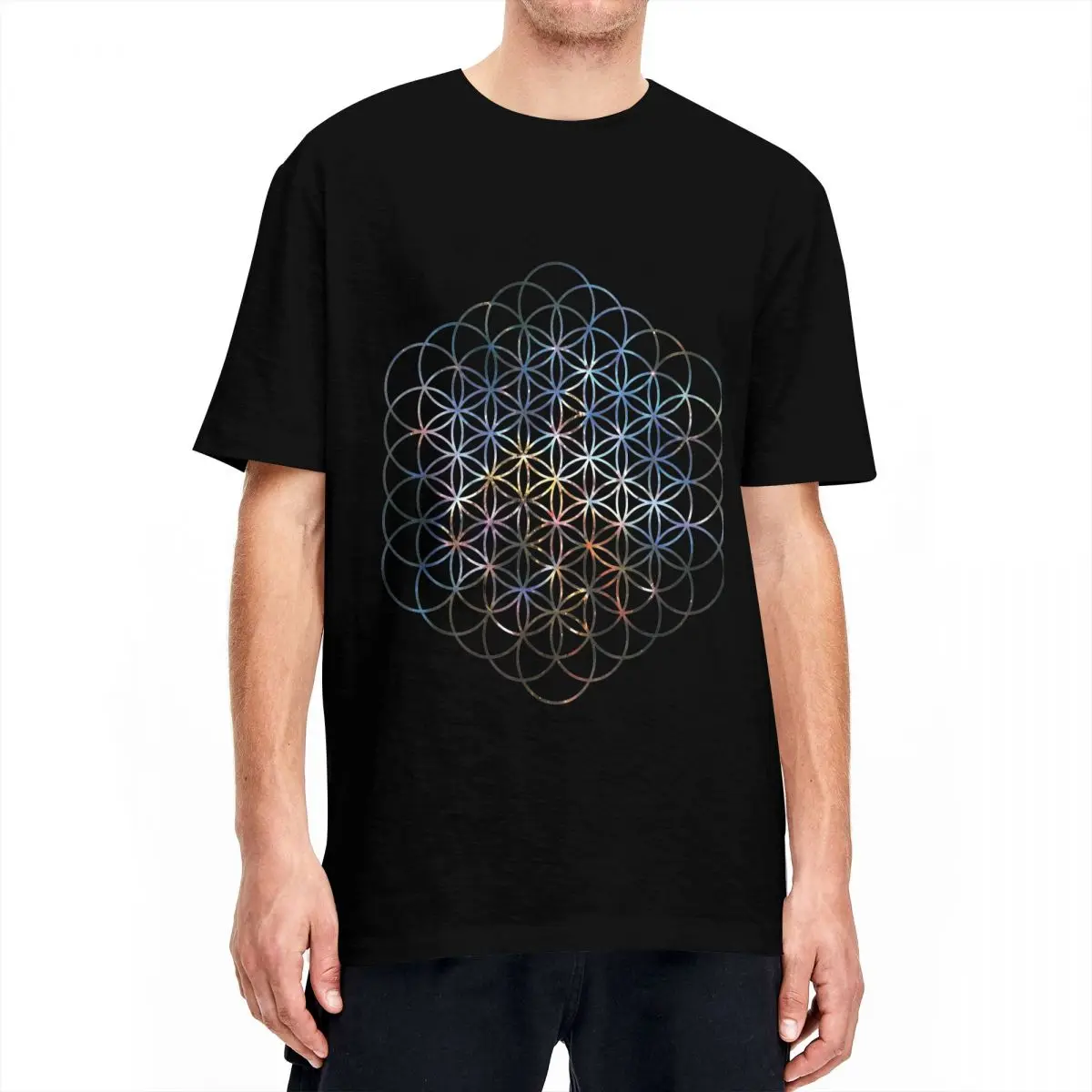 Man T-Shirt Carina Nebula Flower Of Life T-Shirts Leisure Sacred Geometry Magic Mandala Summer Tees Cotton Clothing Gift Idea