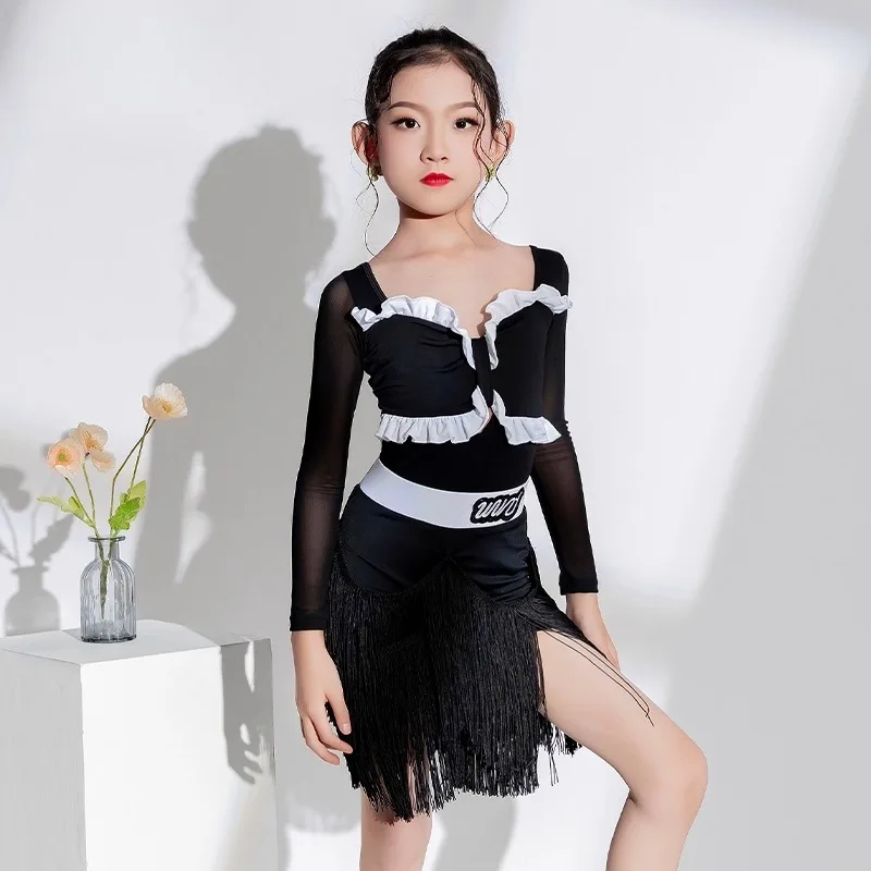 nouveaux-costumes-de-danse-latine-printemps-ete-vetements-d'entrainement-en-maille-a-manches-longues-pour-enfants-et-femmes-filles