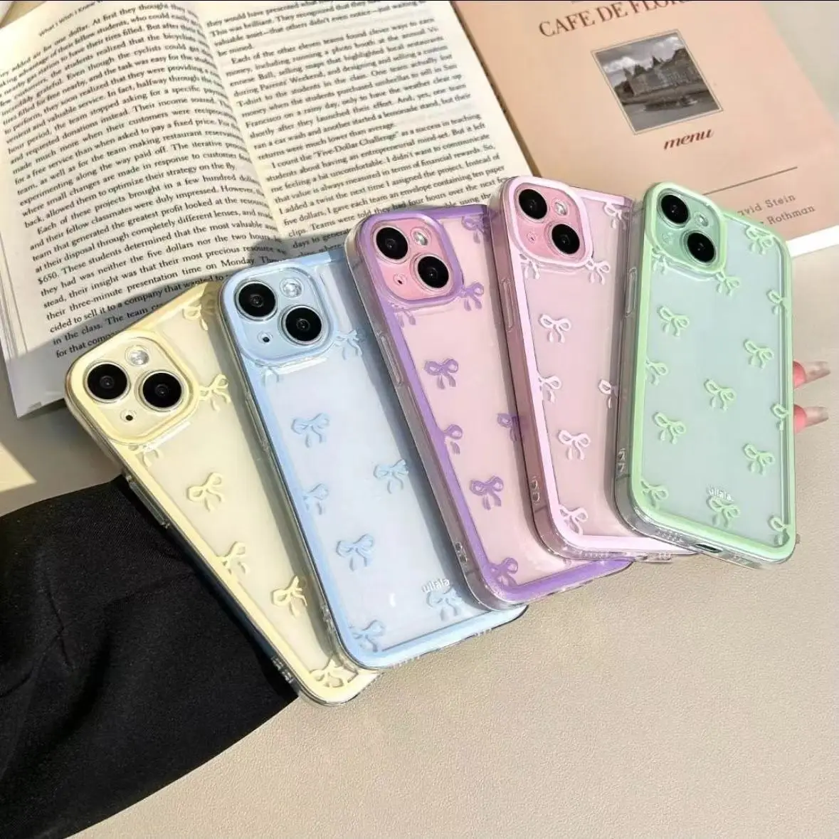 Candy Color Bowknot Design Clear Phone Case For iPhone 18 Pro 17 16 15 Pro Max 14 13 12 11 16 Plus Air 16E X XR XS SE Soft Cover