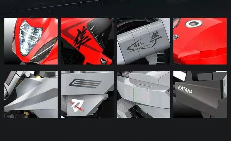 1:12 Maßstab Japanisches Motorrad-Modell GSX1300R Hayabusa Katanas Bausteine Spielzeug-Sammlung für Jungen Geschenke – Detail 7