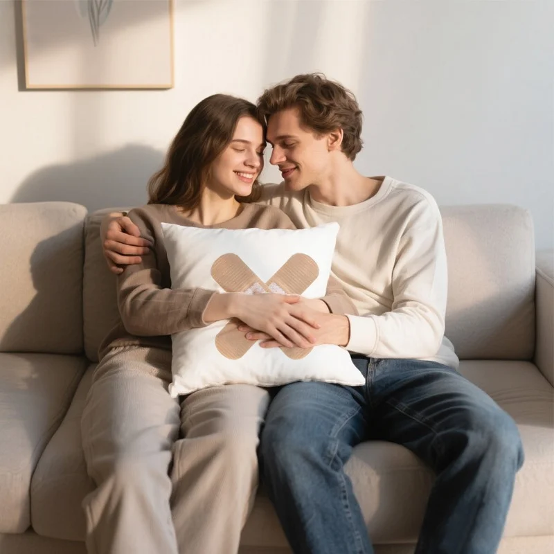 1pcs Short Plush Minimalist Bandage Heart Decor Pillow Cover 45x45cm Zipper Sofa Bedroom Cushion Case No Insert
