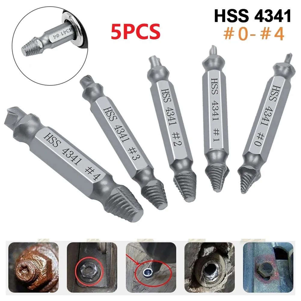 5PCS Damaged Screw Remover Remover Stripped Drill Stud Reverse Tool Broken Bolt Damage Screw Extractor For Power Tool Accessory