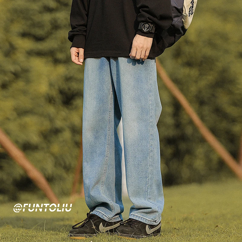 

Мужские джинсы Waed American Style: весенне-осенние свободные прямые повседневные брюки, джинсы-трубы Water Waed