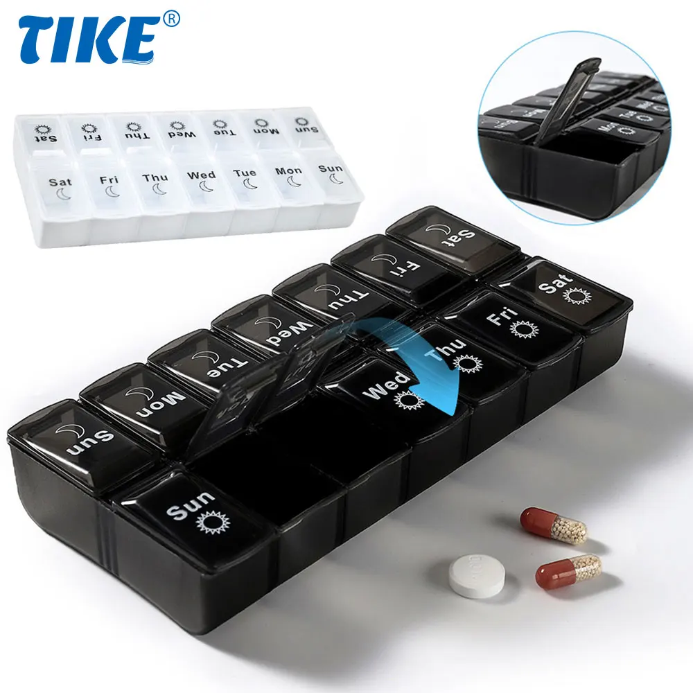 Large Pill Organizer AM PM Pill Box Case for Instant Guidance, Day Night Pill Holder for Vitamins, Supplements and Medications