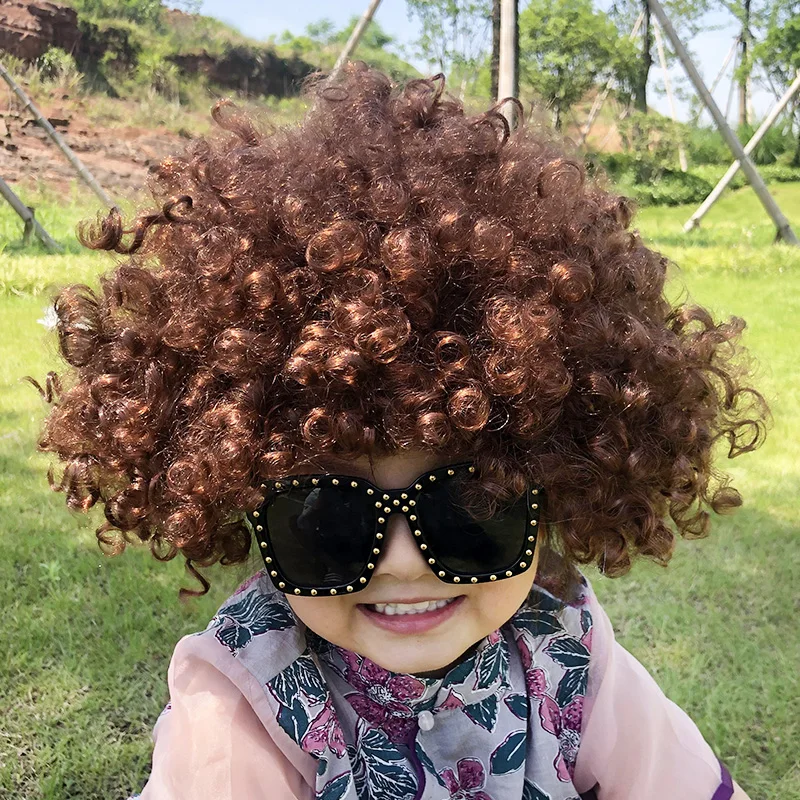 Exploding Head Fan Wig Child Dress Up Headgear Kids Clown Headwear Comedy Baby Boy Girl Hair Covers Headdress Performance Props