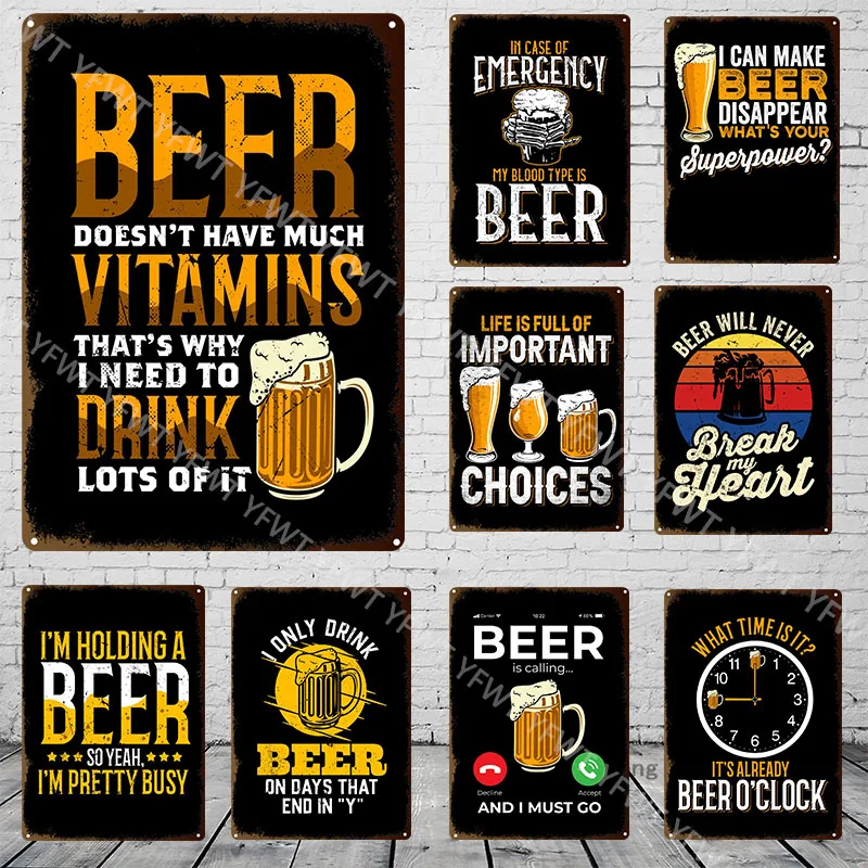 

It's Beer Time Metal Tin Sign Funny Metal Poster Plaque Metal Vintage Wall Decor Bar Pub Club Man Cave Decorative Plate