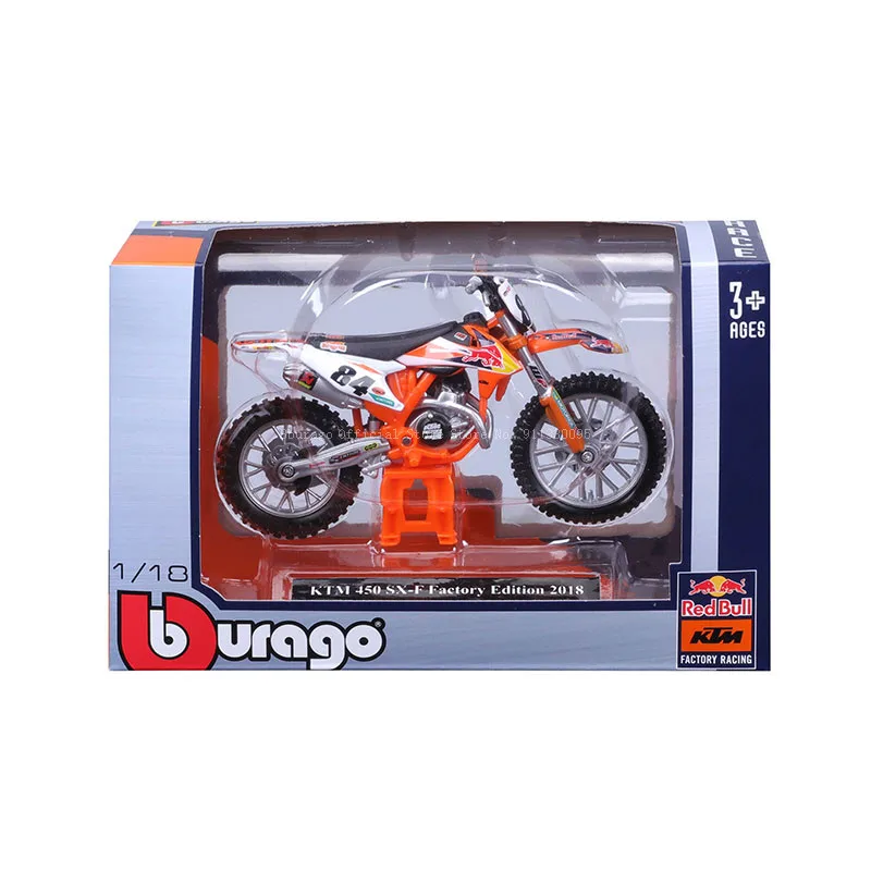 Bburago 1:18 Red Bull KTM 450 Rally KTM 450 SX-F 2018 authorized simulation alloy motorcycle model toy car gift collection