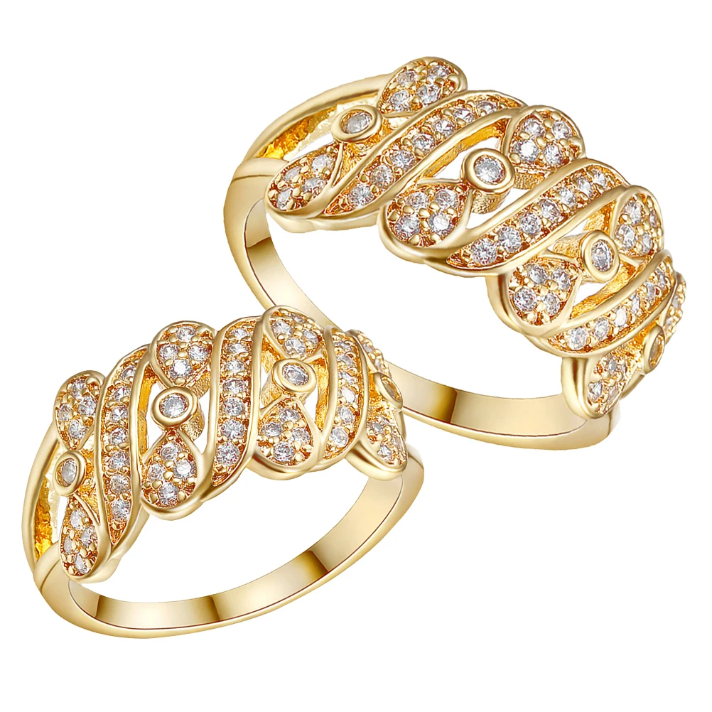 

2 Pcs Zircon Rings Elegant Copper Fashion Rings For Women Ladies Fashion Jewelry Wedding Party Accessories Finger Decor