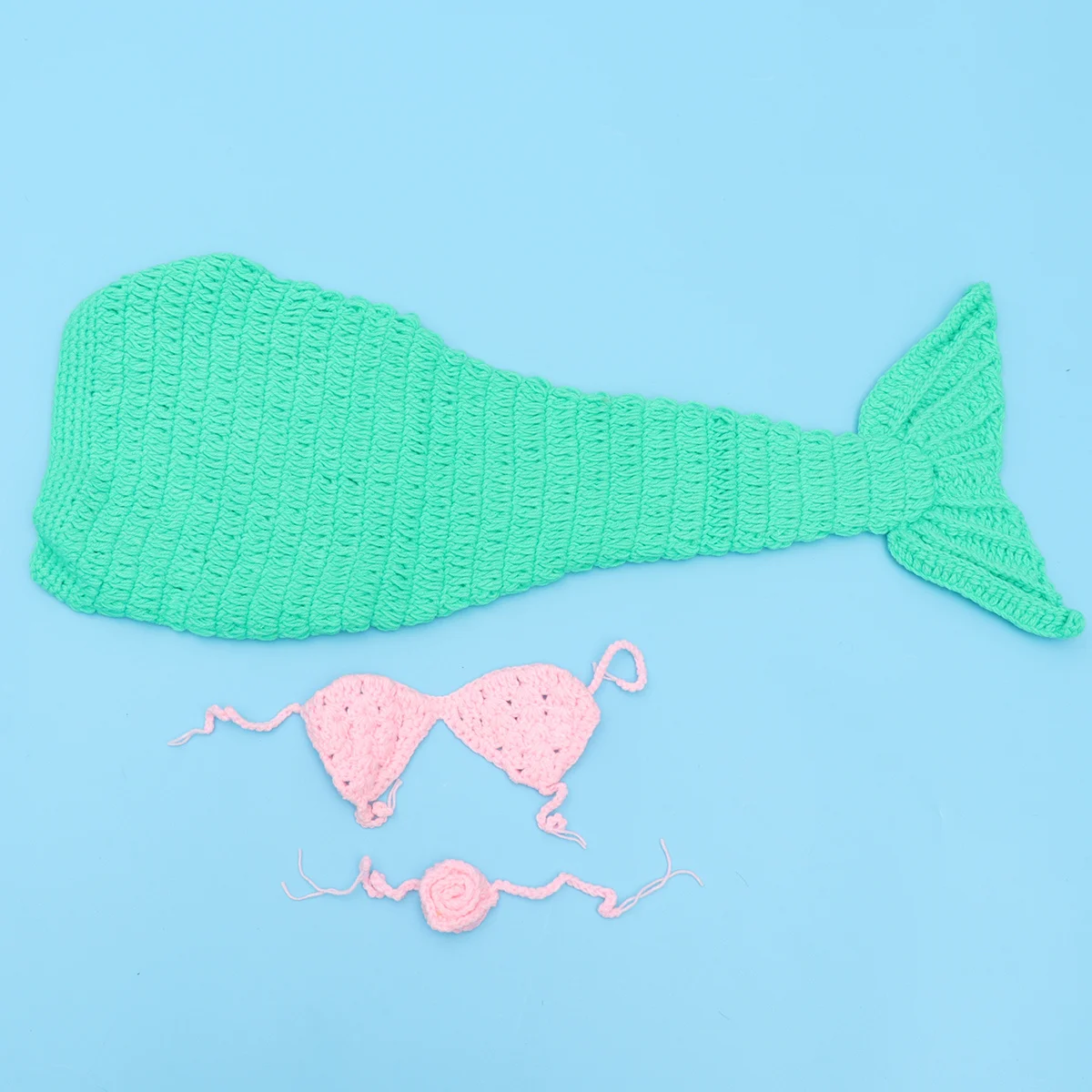 

Baby Photography Props Crochet Mermaid Headband Bra Tail High Quality Comfortable Durable Easy to Wash Adorable Picture