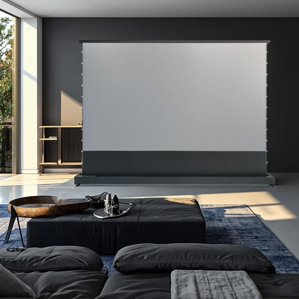 

120-дюймовый электрический моторизованный напольный экран проектора с ПЭТ-кристаллом ALR, материал высшего качества для лазерного проектора Ust