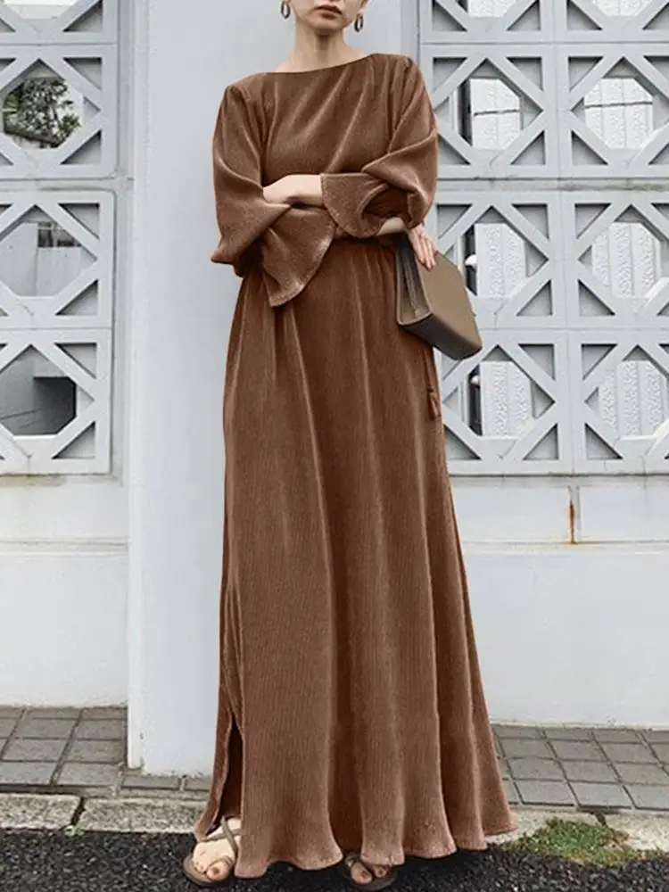 

Spring Women Abaya High Waist Slim Robe Long Sleeve Modest Muslim Islamic Turkey Abaya Kaftan Ramadan Gown Retro Elegance Dress