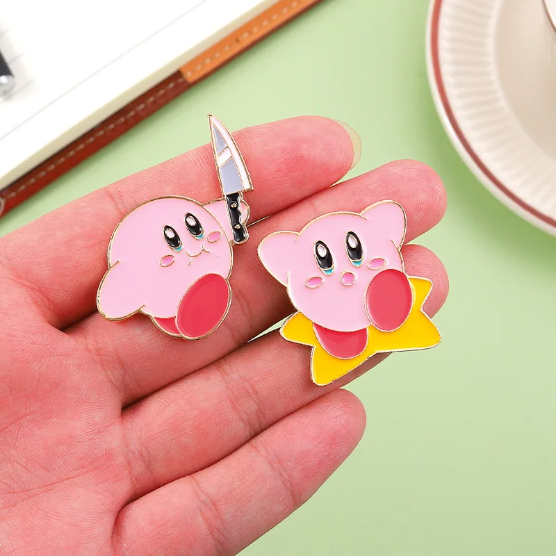 Anime Games Kirby Brooch Jewelry Accessories New Year Gift Metal Enamel Pins Badge on Backpack Jeans Clothes Lapel Pins Fashion