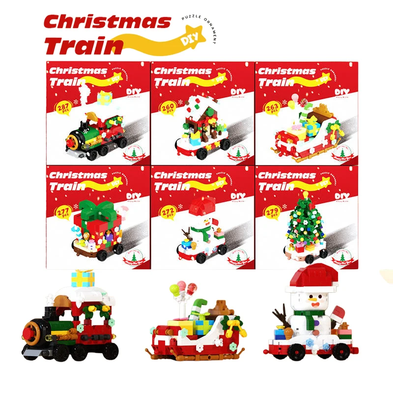 مجموعة مكعبات بناء صغيرة لعيد الميلاد يمكنك صنعها بنفسك شجرة القطار سانتا كلوز العمارة شجرة عيد الميلاد بيت الثلج مجموعة مكعبات البناء لعبة هدية