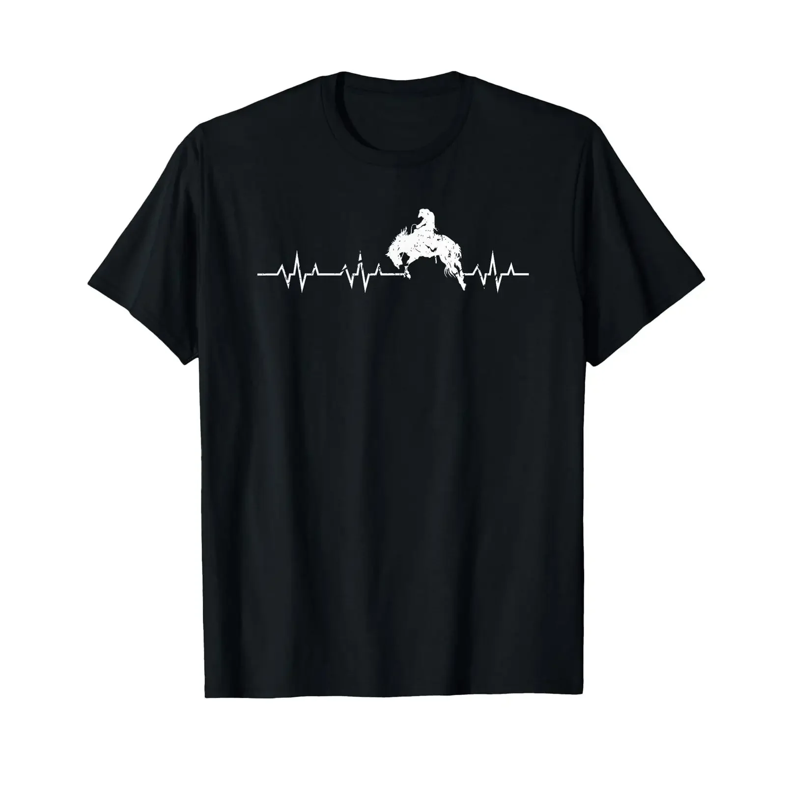 Rodeo Heartbeat Bronc Riding Bucking Horse Western Cowboy T Shirt vintage Washed designer clothes Unisex Stretched Casual homme