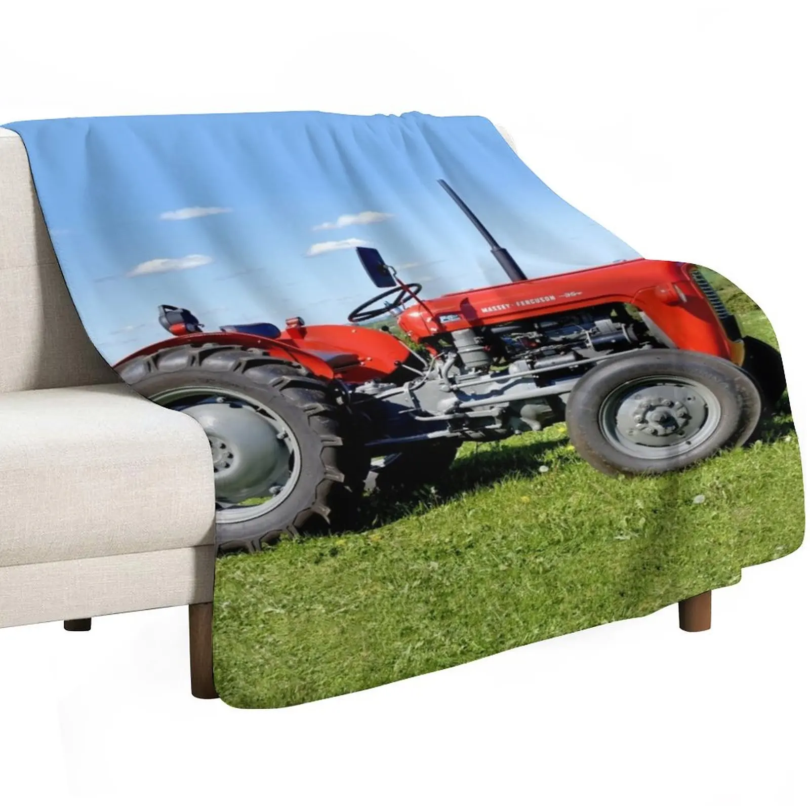 Massey Ferguson 35 Tractor Throw Blanket Picnic Multi-Purpose Blankets For Baby Plush Loose For Baby Blankets