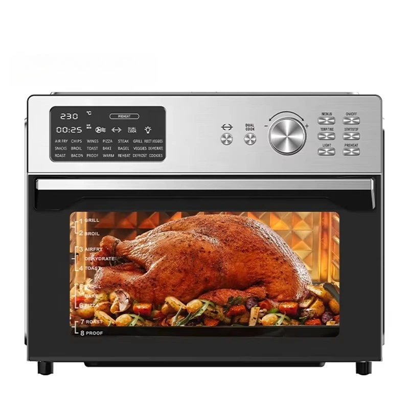 Horno Tostador Moderno XL de 30L de Capacidad, Horno Eléctrico con 21 Menús Preestablecidos, Doble Función de Cocción y Horno Freidora de Aire de Gran Capacidad