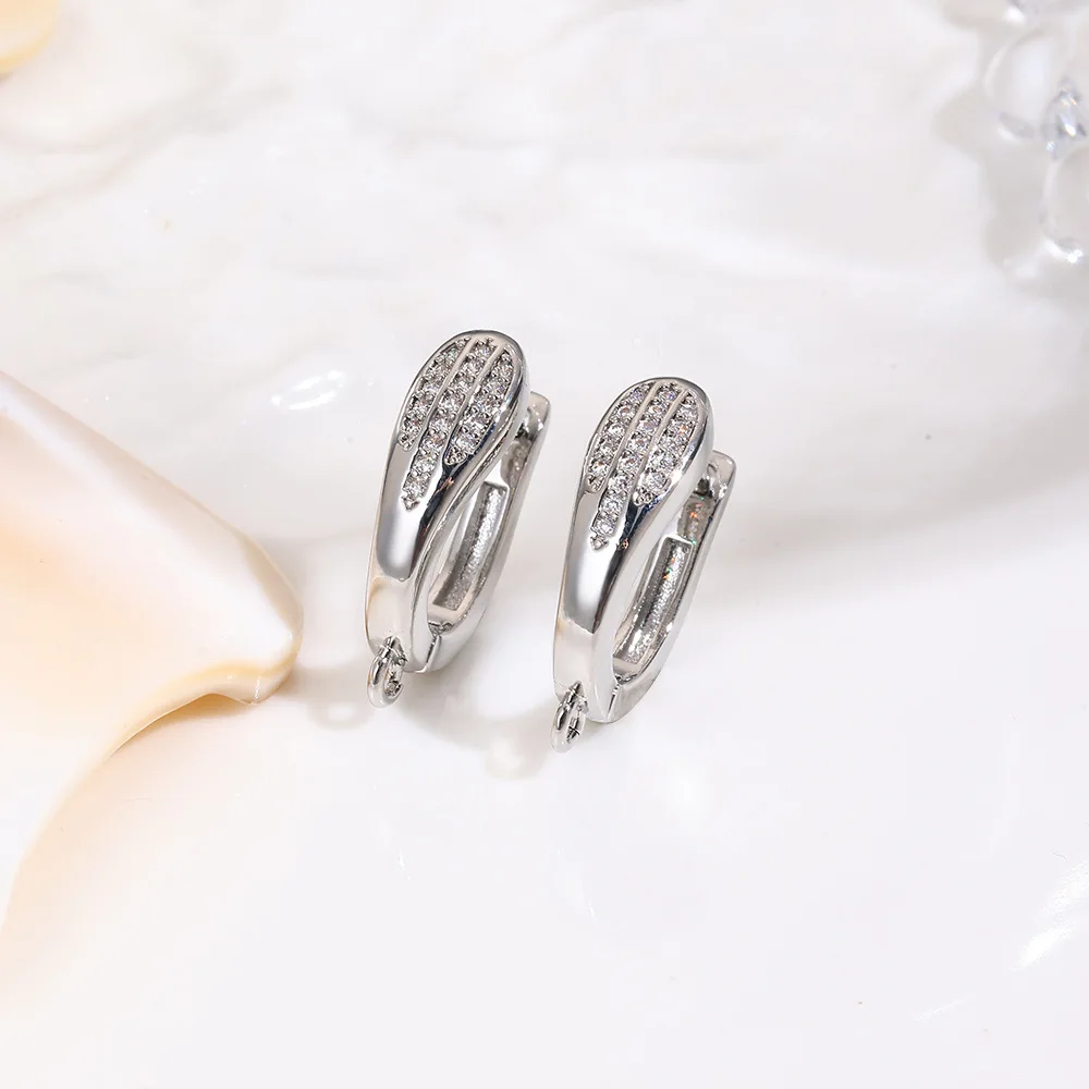 4Pair of simple copper oval ear hook ear buckle women's U-shaped earrings earrings accessories DIY jewelry production materials