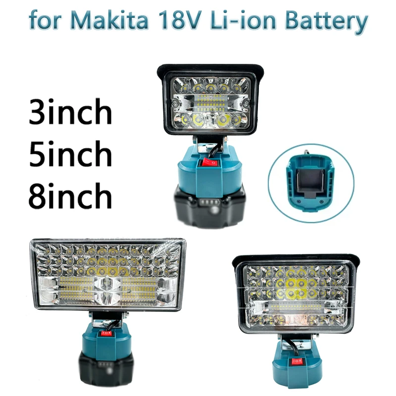 

Светодиодный рабочий фонарь для Makita BL1830 BL186018VLi-ion аккумулятор Беспроводной прожектор Наружное освещение Прожектор Аварийный инструмент Лампа