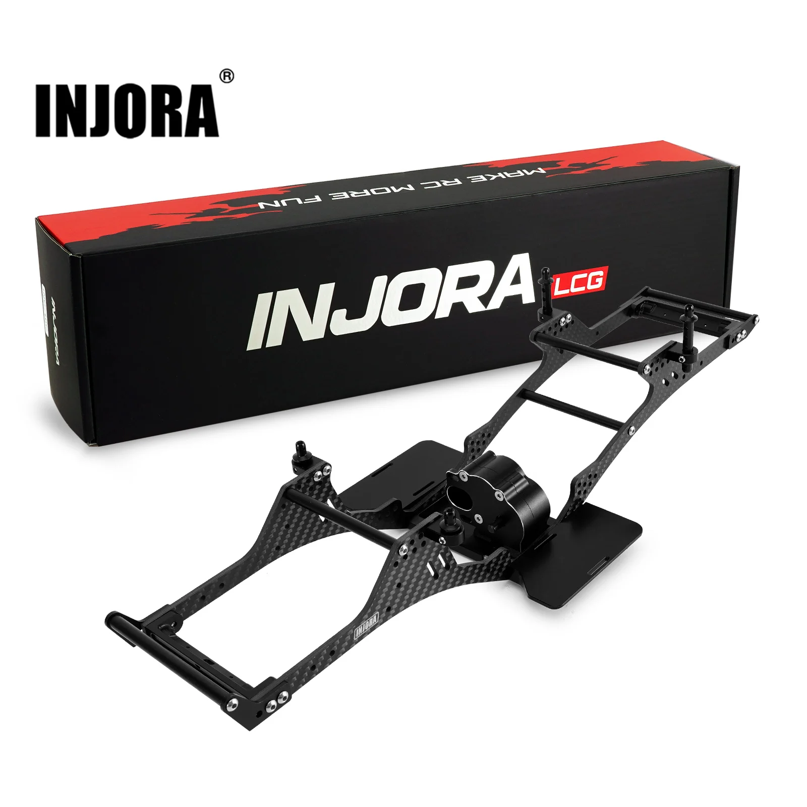 INJORA LCG Carbon Fiber Chassis Kit with Center Transmission for 1/10 RC Crawlers (INC-10C)