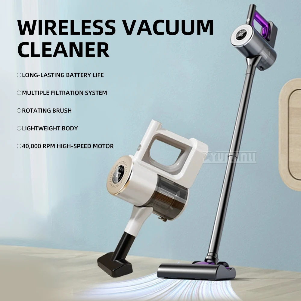 가정용 무선 진공 청소기, 초강력 15000Pa 흡입력 - 세척, 흡입 및 물걸레질을 하나로