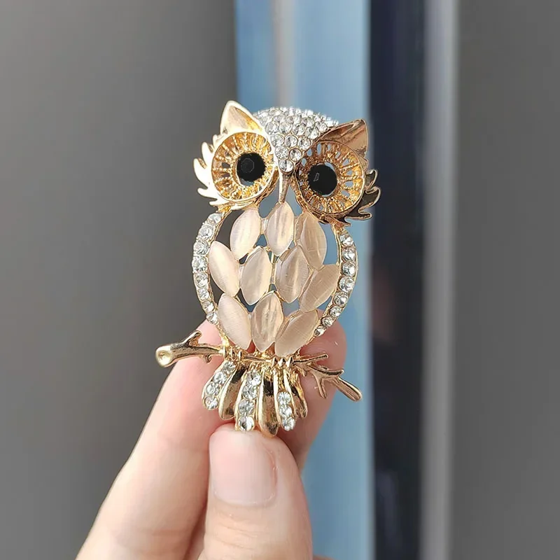 Fashion Cute Gem Owl Brooch Women\'s Clothing Dress Pin Trendy Jewelry Girl Gift