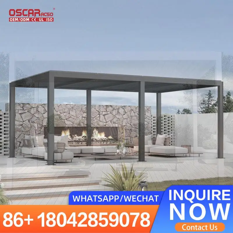 

Retractable Motorized Outdoor Patio with LED Manual Operation Rot Rodent Proof for Garden Backyard in US Pergola