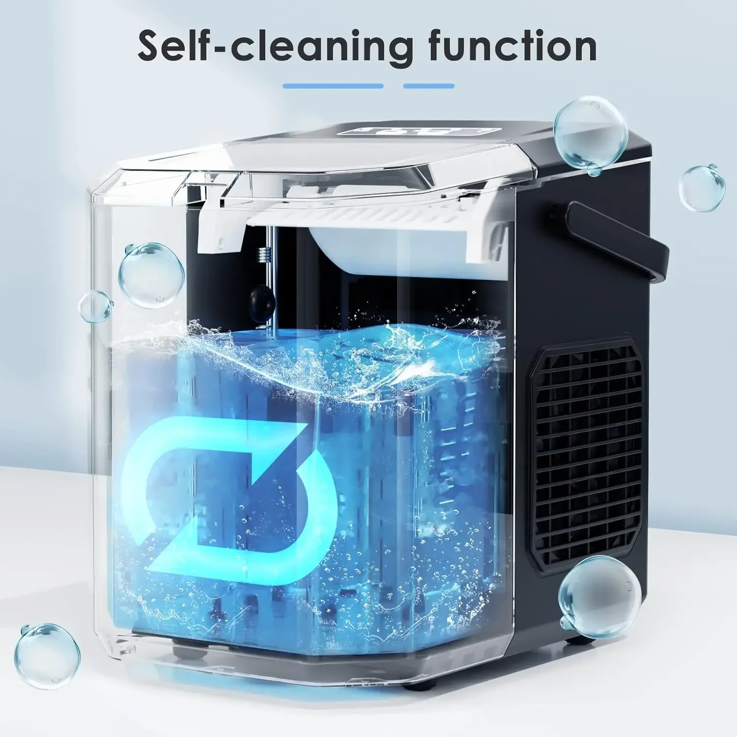 Small, Efficient Ice Maker for Countertop Use, Self-Cleaning Portable Ice Maker Machine with 26Lbs/24H Production Capacity, 9 Ic