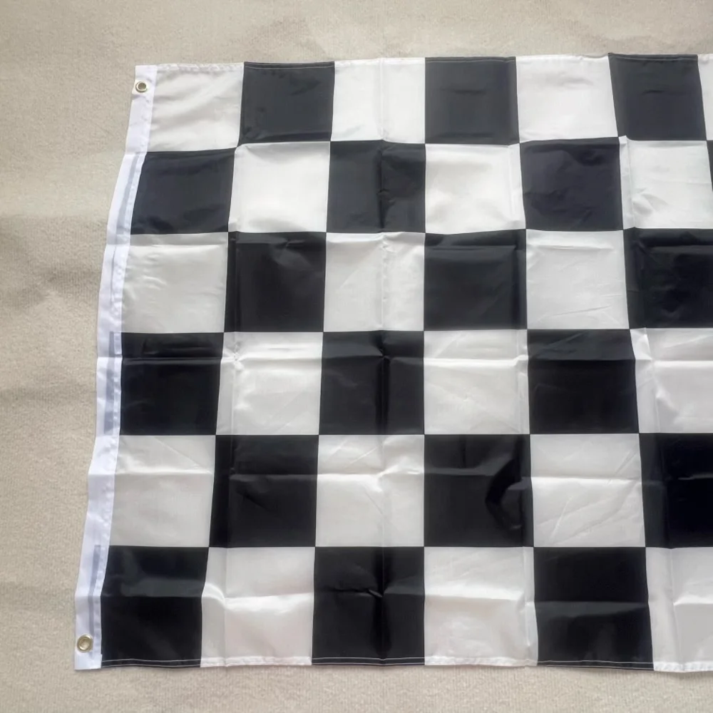 YI XIN Bandera F1 de carreras, poliéster resistente blanco y negro - imagen 3