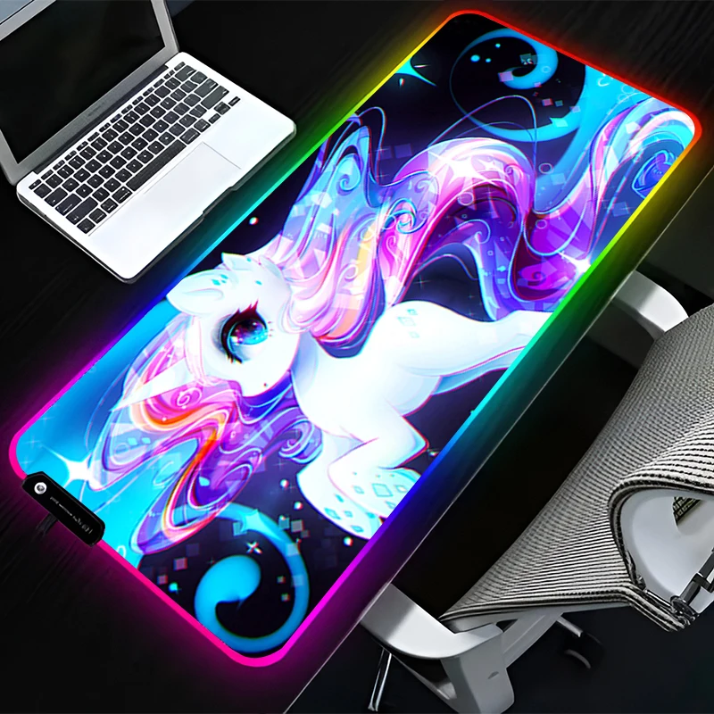 Alfombrilla de ratón LED RGB, alfombrilla de ratón de goma de dibujos animados, alfombrilla extendida, accesorios para PC, alfombrilla de escritorio, alfombrillas antideslizantes para juegos, alfombrilla para teclado de unicornio de oficina