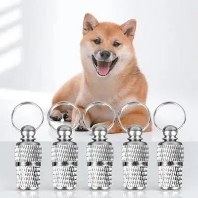 

6pc Pet Id Barrel Tag With Name Address Storage Tube For Dog Cat Collar Lightweight Lost Proof Replacement Id Pendant