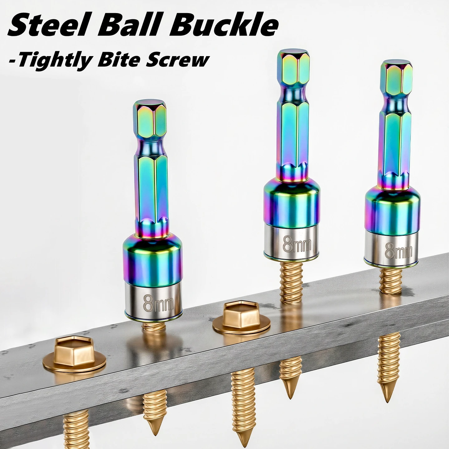 8mm Non-Magnetic Impact Socket High Torque CR-V Steel Socket Bits Hex Shank Nut Screwdriver Driver Impact Drivers Socket Adapter